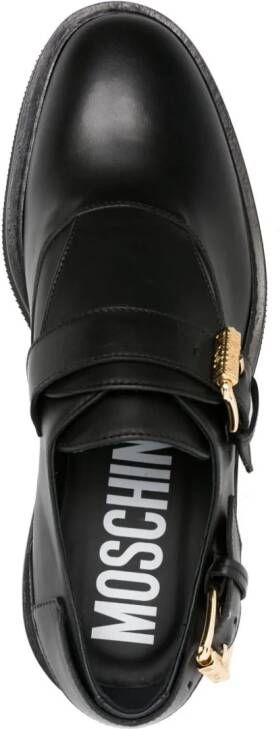 Moschino Micro buckled leather loafers Black
