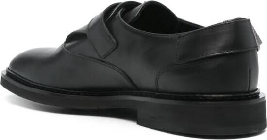 Moschino Micro buckled leather monk shoes Black