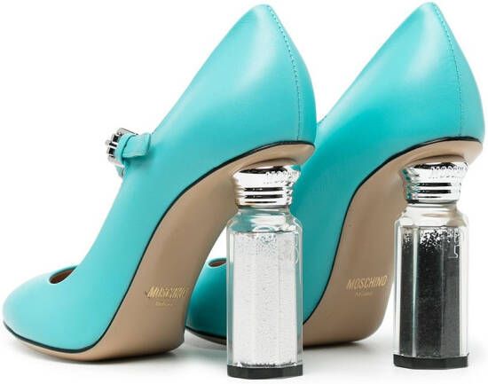 Moschino mirrored-heel leather sandals Blue