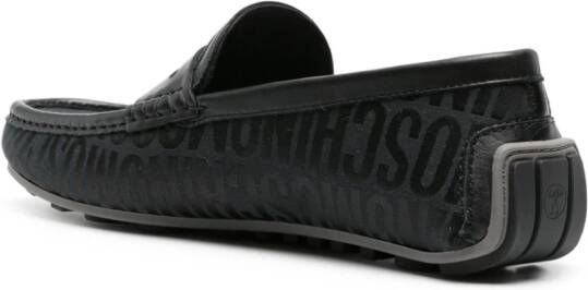 Moschino monogram-jacquard penny loafers Black