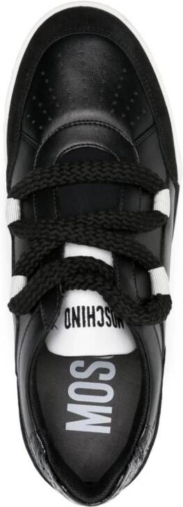 Moschino panelled faux-leather sneakers Black