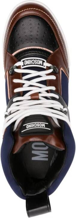 Moschino panelled leather hi-top sneakers Brown
