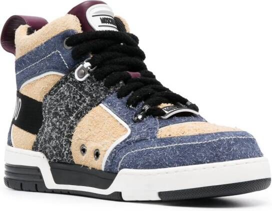 Moschino panelled suede hi-top sneakers Blue