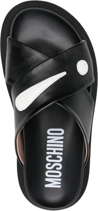 Moschino patch-detail leather slides Black