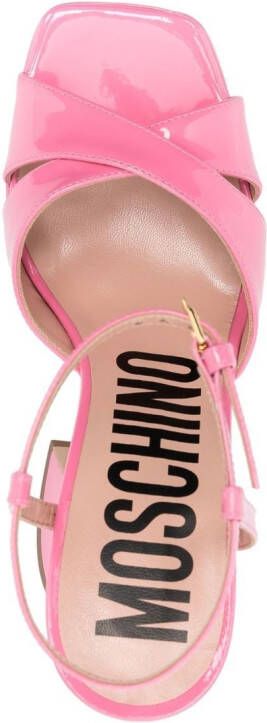 Moschino patent leather platform sandals Pink