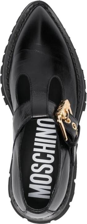 Moschino pointed-toe leather loafers Black