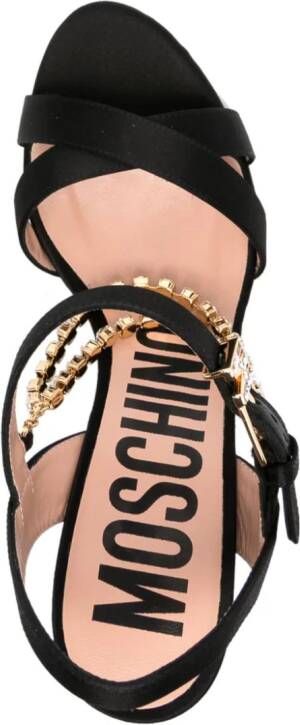Moschino rhinestone-embellished 100mm leather sandals Black