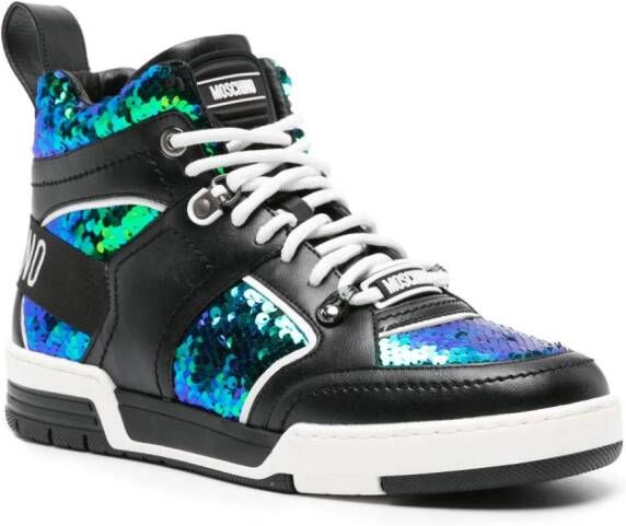 Moschino sequin-embellished high-top sneakers Black