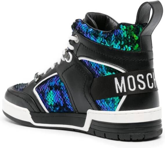 Moschino sequin-embellished high-top sneakers Black