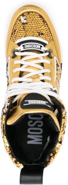 Moschino sequin-embellished high-top sneakers Gold