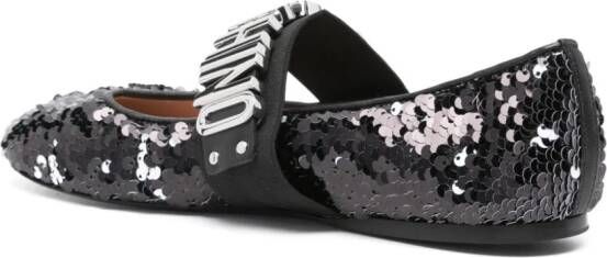 Moschino sequinned leather ballerina shoes Black