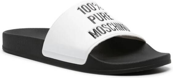 Moschino slogan-embossed slides White