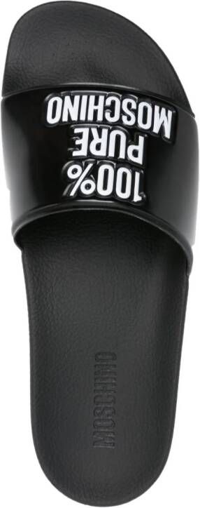 Moschino slogan-embossed strap slides Black