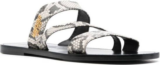 Moschino snakeskin-print logo sandals Grey