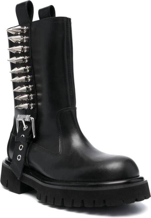 Moschino spike-embellished leather boots Black