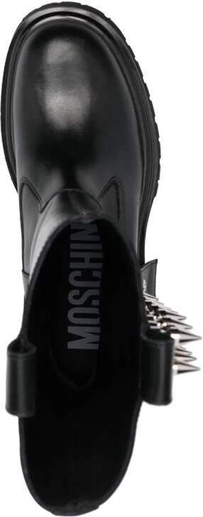 Moschino spike-embellished leather boots Black