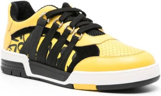 Moschino strap-detailing leather sneakers Yellow