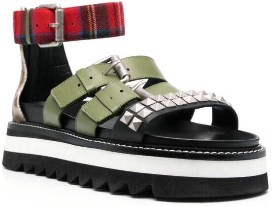 Moschino stud-embellished leather sandals Green