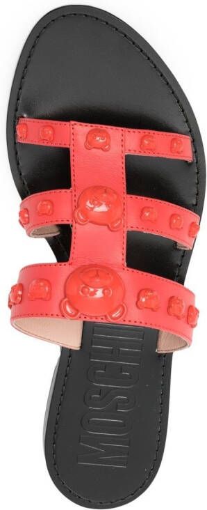 Moschino 'Teddy Bear' leather slides Red
