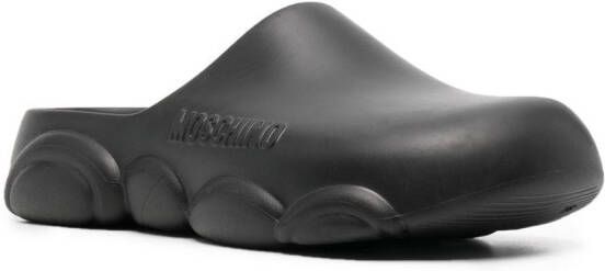 Moschino Teddy Bear-sole round-toe slides Black