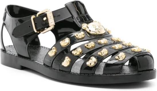 Moschino Teddy Bear-studded patent sandals Black