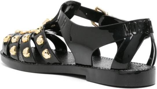 Moschino Teddy Bear-studded patent sandals Black