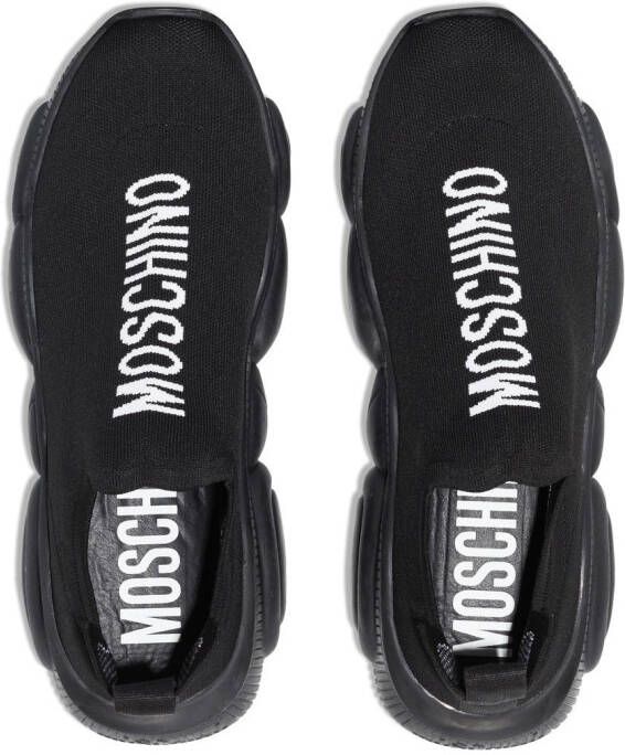 Moschino Teddy sole logo sock sneakers Black