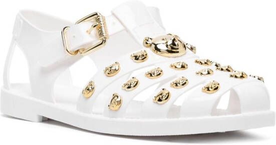 Moschino Teddy-stud caged sandals White