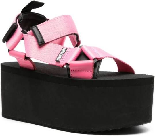 Moschino touch-strap flatform sandals Black