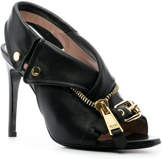 Moschino zip-detail stiletto sandals Black