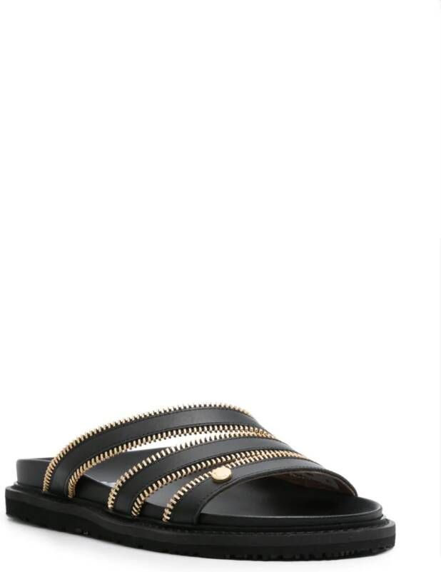 Moschino zip-embellished leather slides Black