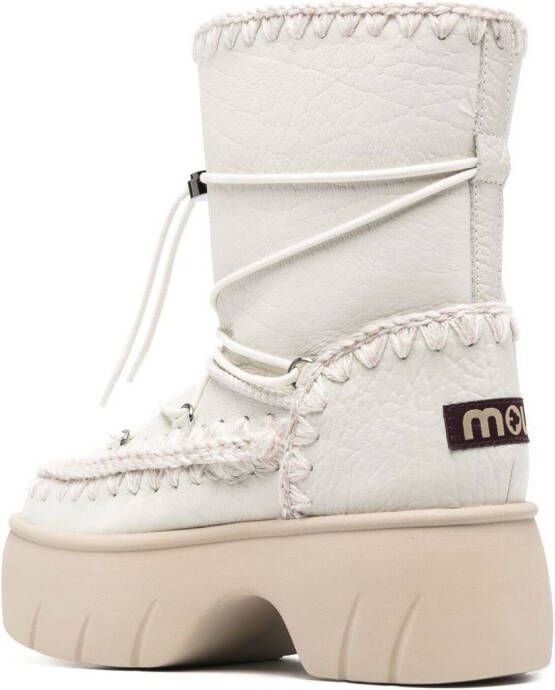 Mou 65mm chunky lace-up boots White