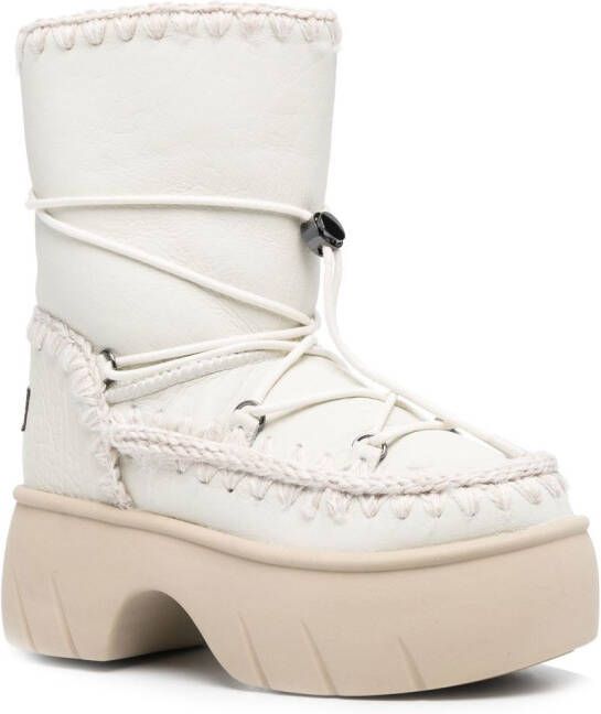 Mou 65mm chunky lace-up boots White