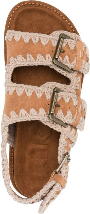 Mou Bio crochet-stitch sandals Brown