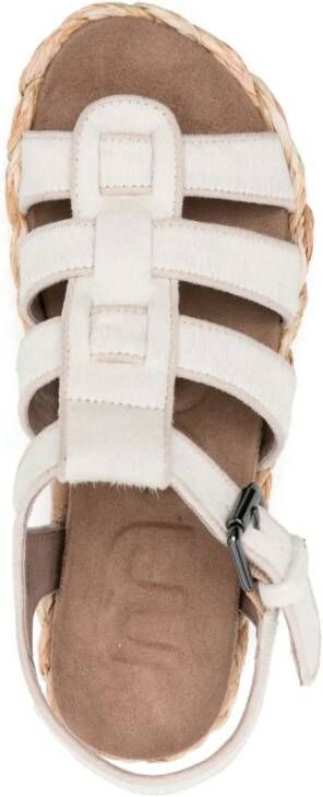 Mou caged pony-hair sandals White