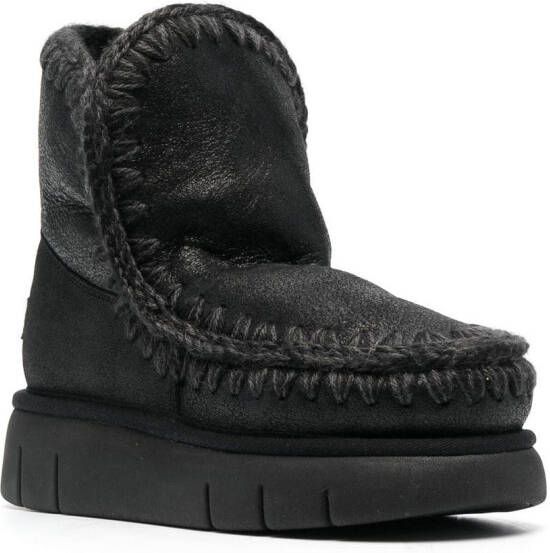 Mou chunky leather boots Black