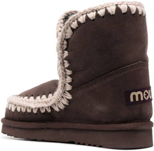 Mou chunky slip-on leather boots Brown