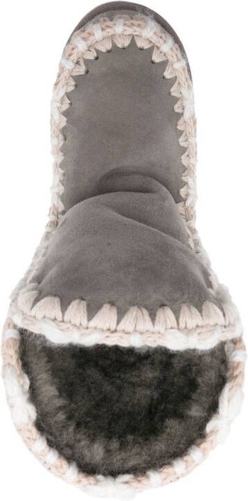 Mou constrast-stitching moccasin boots Grey