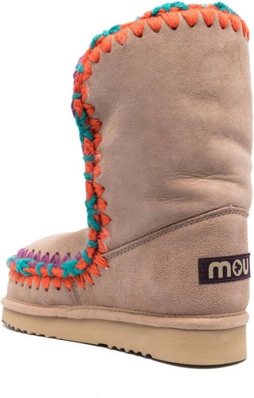 Mou constrast-stitching moccasin boots Neutrals