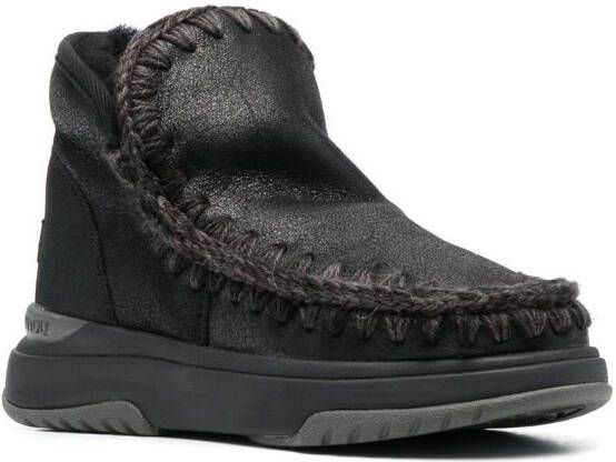 Mou crochet stitch-trim boot sneakers Black