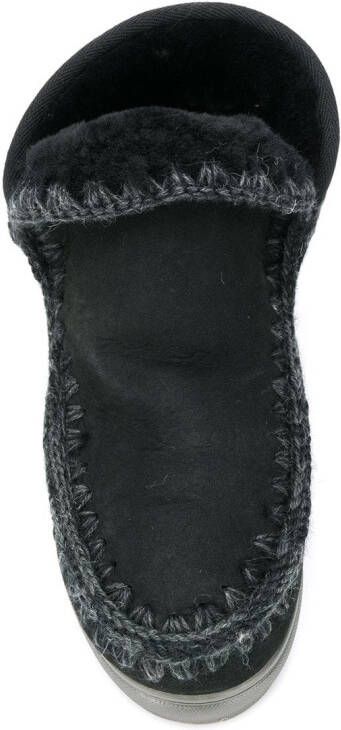 Mou crochet stitch-trim sneaker boots Black
