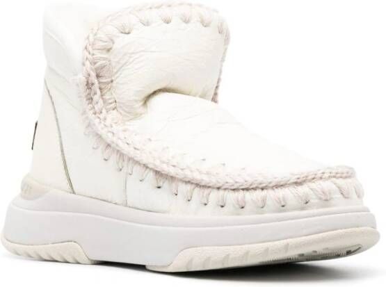 Mou crochet stitch-trim sneaker boots White