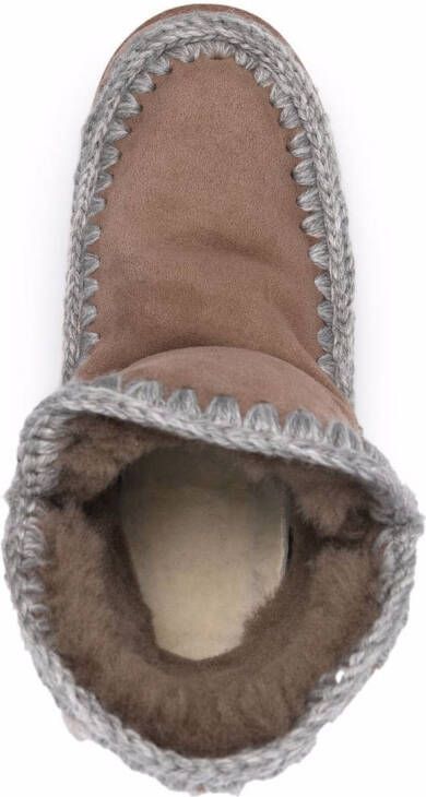 Mou crochet stitch-trim wedge boots Brown