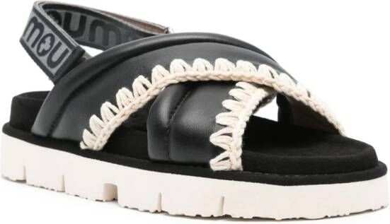 Mou crossover-strap leather sandals Black