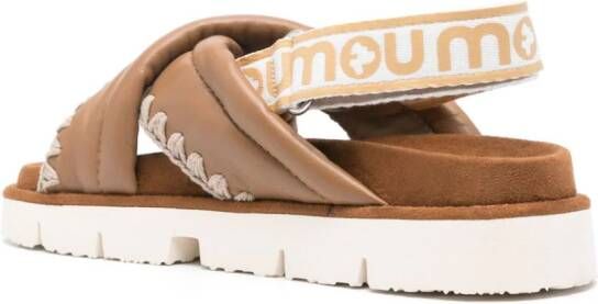Mou crossover-strap leather sandals Brown
