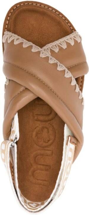 Mou crossover-strap leather sandals Brown