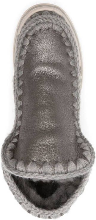 Mou decorative-stitching leather boots Grey