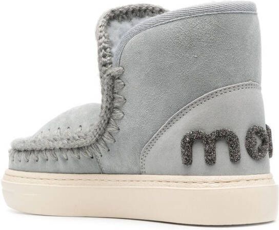 Mou embroidered-logo slip-on boots Blue