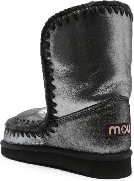 Mou Eskimo 18 crochet-trim metallic-leather boots Black
