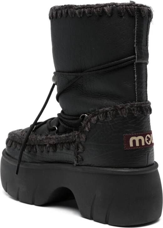 Mou Eskimo 23 crochet-trim leather boots Black